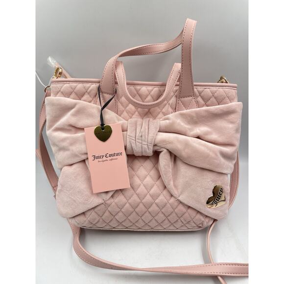 NWT Juicy Couture Pink Diamond Tied With A Bow Mini Tote Light Pink Handbag 🎀 - Picture 6 of 13
